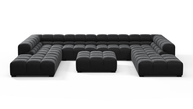 Tufted - Tufted Sectional, U Shape, Black Velvet