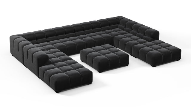 Tufty - Tufty Sectional, U Shape, Black Velvet