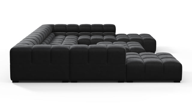 Tufted - Tufted Sectional, U Shape, Black Velvet