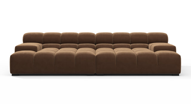 Tufted - Tufted Sectional, Extra Deep Sofa, Mocha Velvet