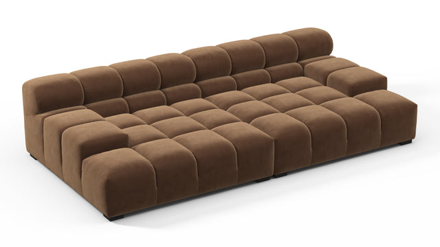 Tufted - Tufted Sectional, Extra Deep Sofa, Mocha Velvet