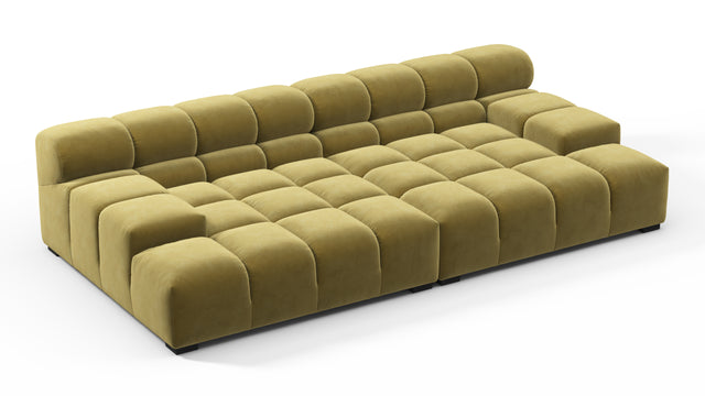 Tufted - Tufted Sectional, Extra Deep Sofa, Olive Gold Velvet