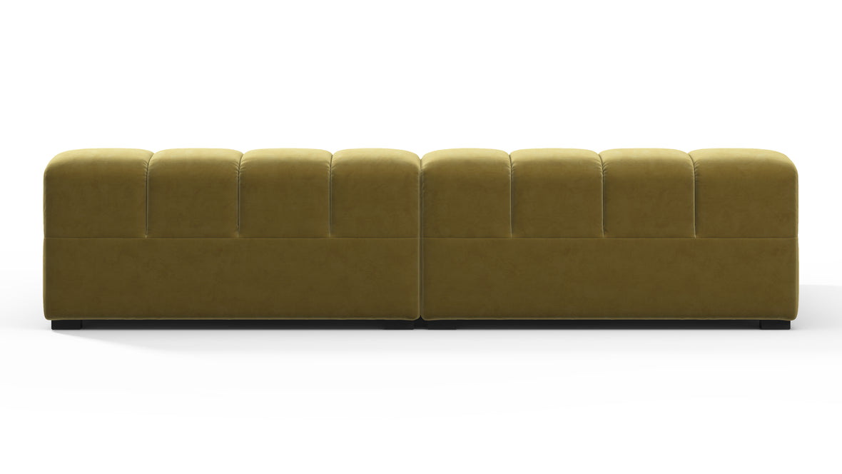 Tufted - Tufted Sectional, Extra Deep Sofa, Olive Gold Velvet