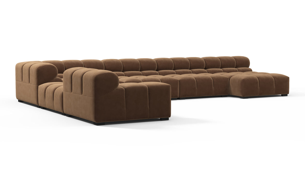 Tufted - Tufted Sectional, Extra Large Left Corner, Mocha Velvet