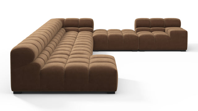 Tufted - Tufted Sectional, Extra Large Right Corner, Mocha Velvet