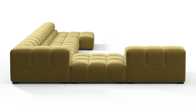 Tufted - Tufted Sectional, Extra Large Left Corner, Olive Gold Velvet