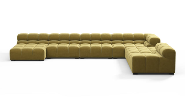 Tufted - Tufted Sectional, Extra Large Right Corner, Olive Gold Velvet