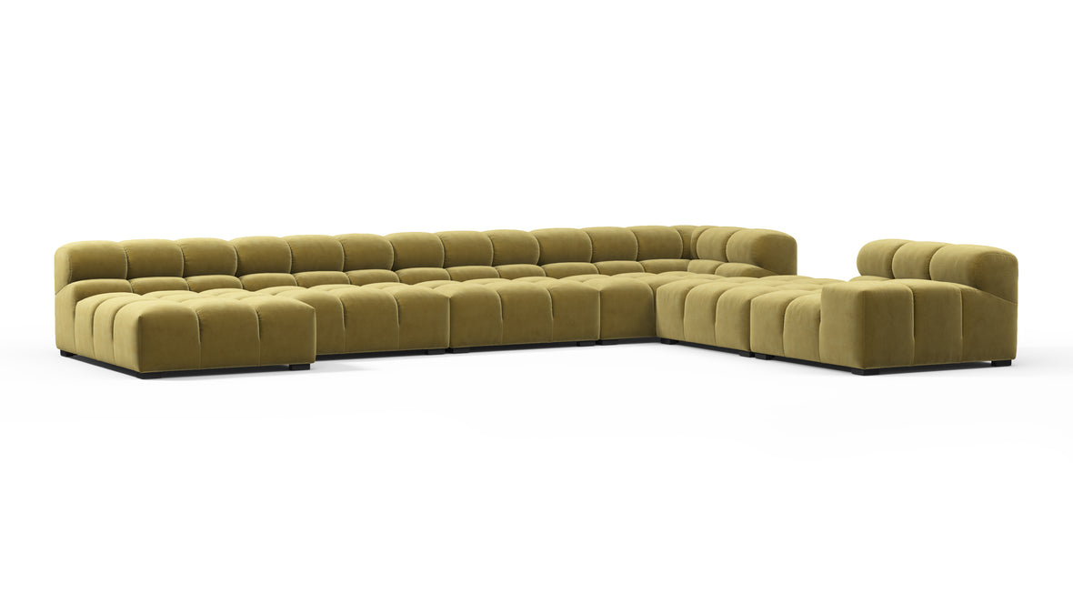 Tufty - Tufty Sectional, Extra Large Right Corner, Olive Gold Velvet