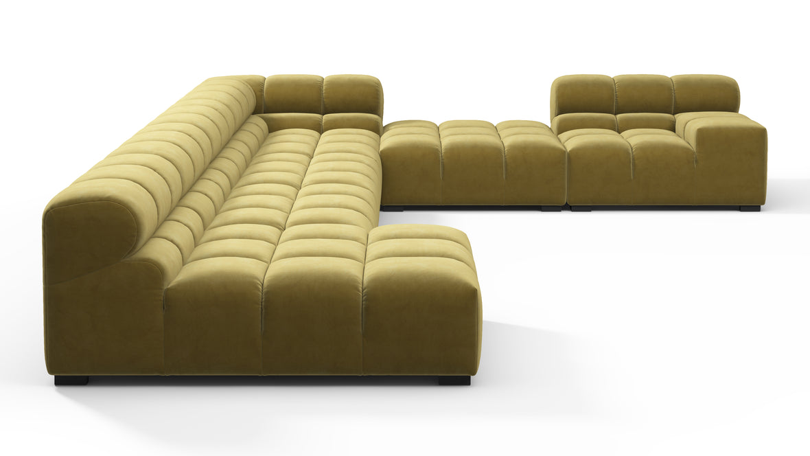 Tufty - Tufty Sectional, Extra Large Right Corner, Olive Gold Velvet