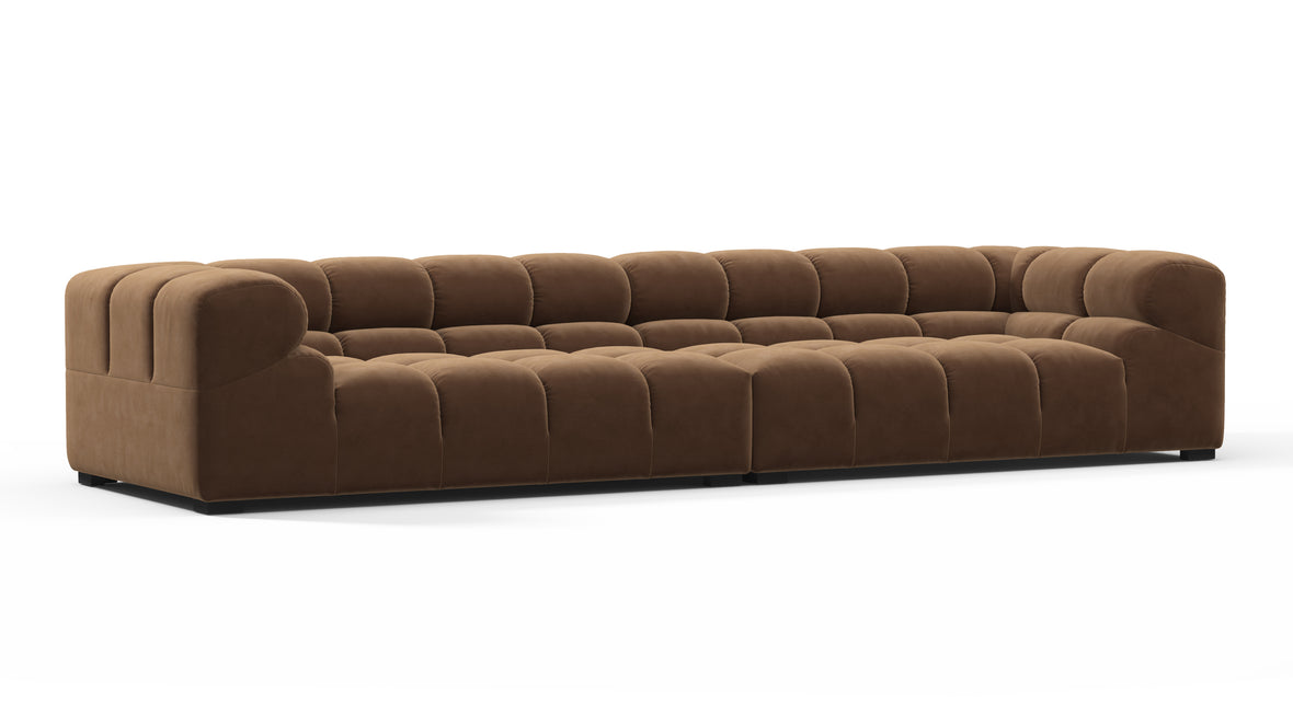 Tufted - Tufted Sectional, Extra Large Sofa, Mocha Velvet