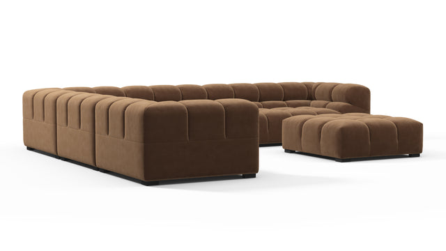 Tufted - Tufted Sectional, Large Left Corner, Mocha Velvet