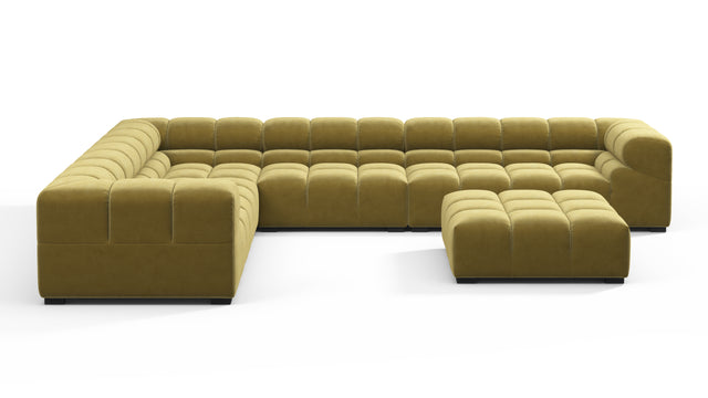 Tufted - Tufted Sectional, Large Left Corner, Olive Gold Velvet