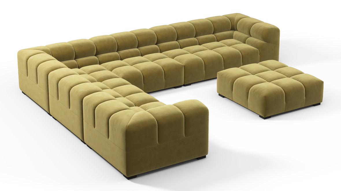 Tufted - Tufted Sectional, Large Left Corner, Olive Gold Velvet