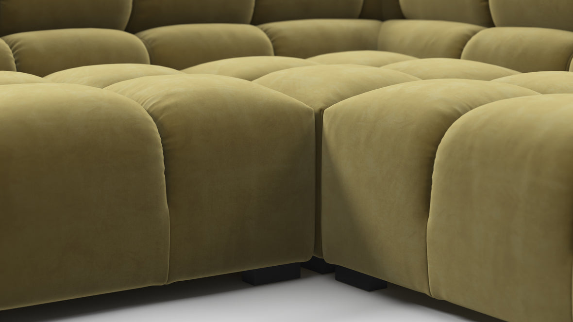 Tufted - Tufted Sectional, Large Right Corner, Olive Gold Velvet