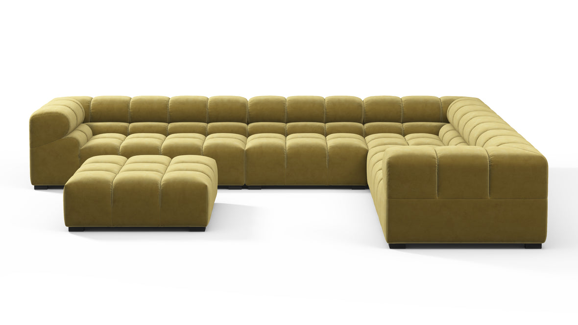 Tufted - Tufted Sectional, Large Right Corner, Olive Gold Velvet