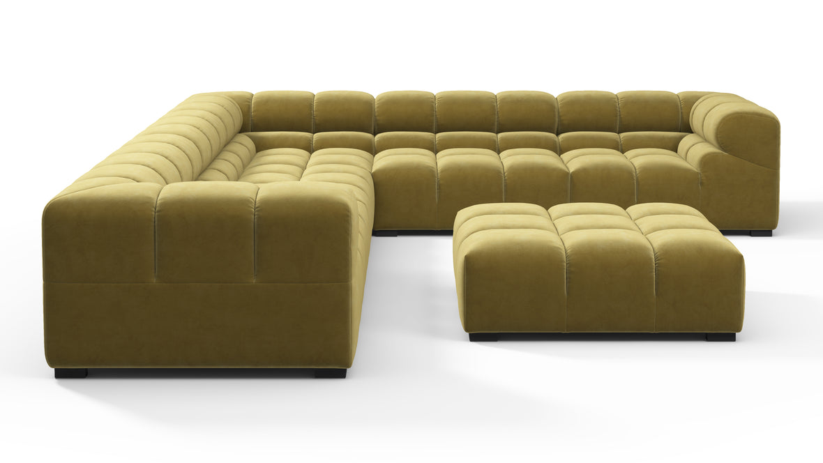 Tufty - Tufty Sectional, Large Right Corner, Olive Gold Velvet