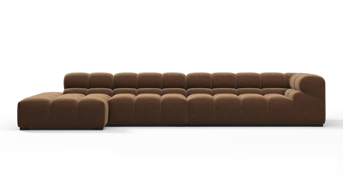 Tufty - Tufty Sectional, Large, Left Chaise, Mocha Velvet