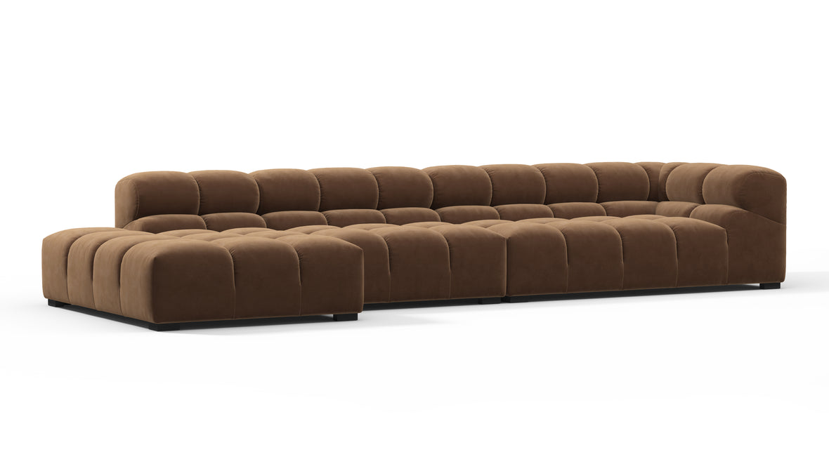 Tufty - Tufty Sectional, Large, Left Chaise, Mocha Velvet