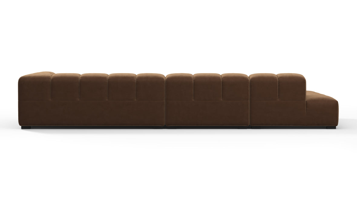 Tufted - Tufted Sectional, Large, Left Chaise, Mocha Velvet