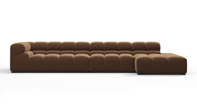 Tufted - Tufted Sectional, Large, Right Chaise, Mocha Velvet