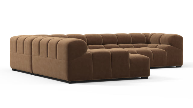 Tufty - Tufty Sectional, Left Corner, Mocha Velvet