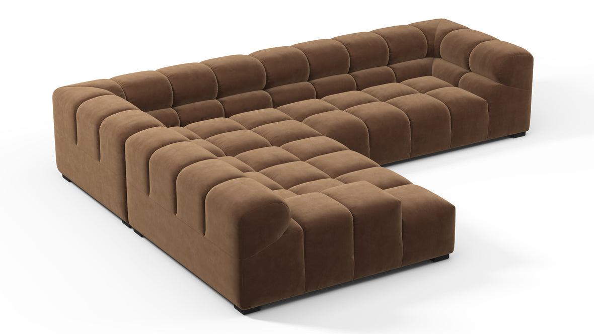 Tufted - Tufted Sectional, Left Corner, Mocha Velvet