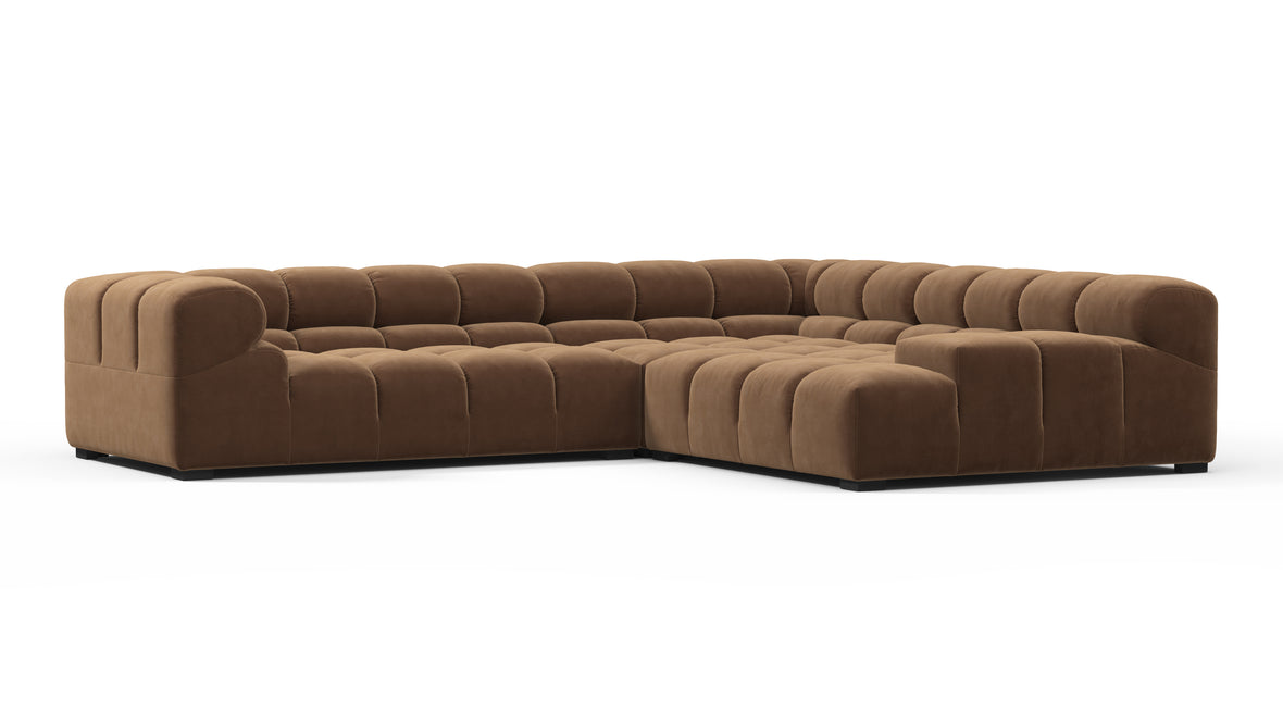 Tufted - Tufted Sectional, Right Corner, Mocha Velvet