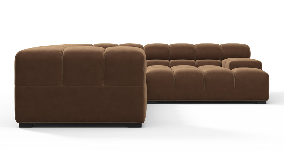 Tufted - Tufted Sectional, Right Corner, Mocha Velvet