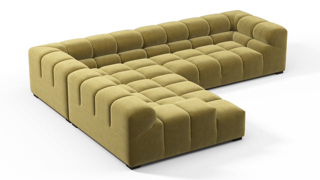 Tufted - Tufted Sectional, Left Corner, Olive Gold Velvet