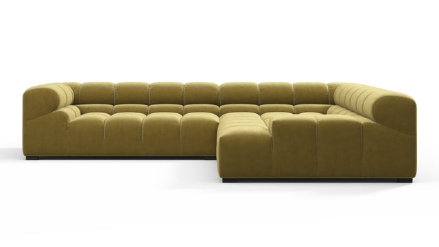 Tufted - Tufted Sectional, Right Corner, Olive Gold Velvet