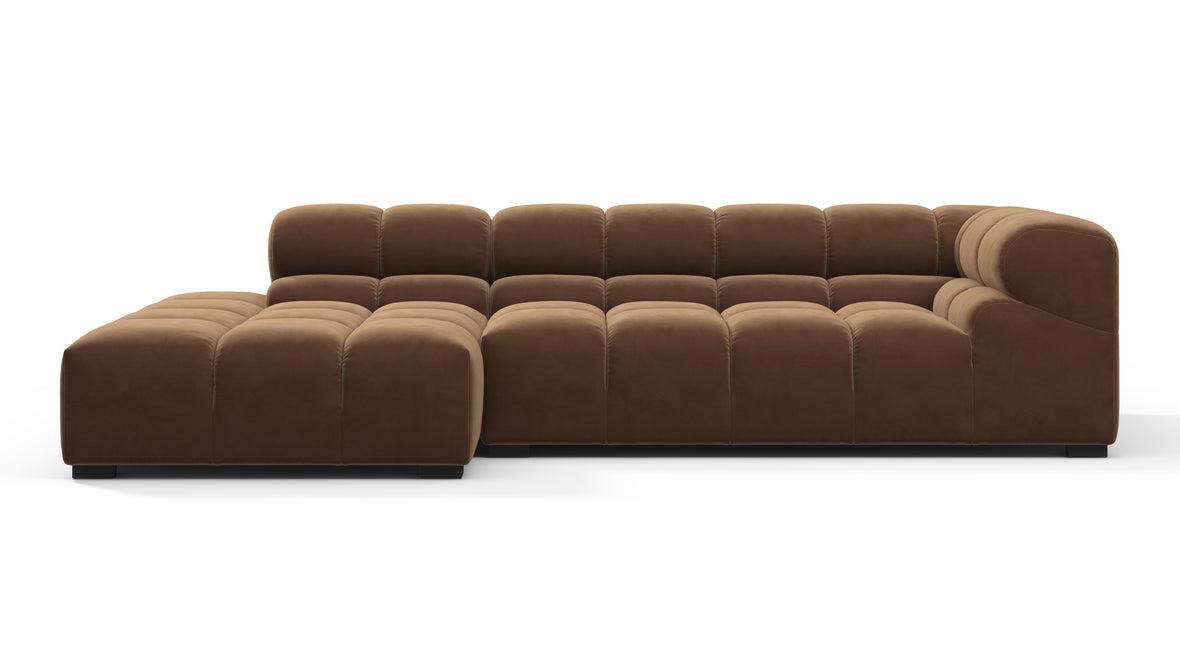 Tufted - Tufted Sectional, Small L, Left, Mocha Velvet