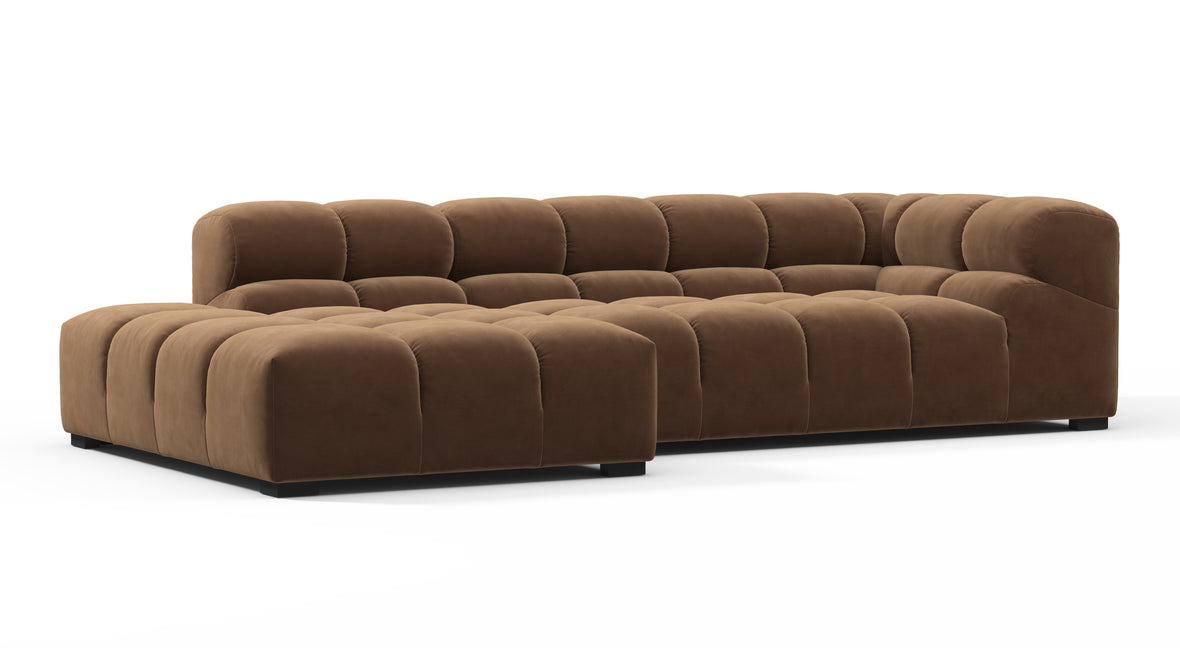 Tufted - Tufted Sectional, Small L, Left, Mocha Velvet