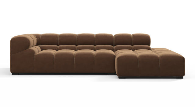 Tufted - Tufted Sectional, Small L, Right, Mocha Velvet