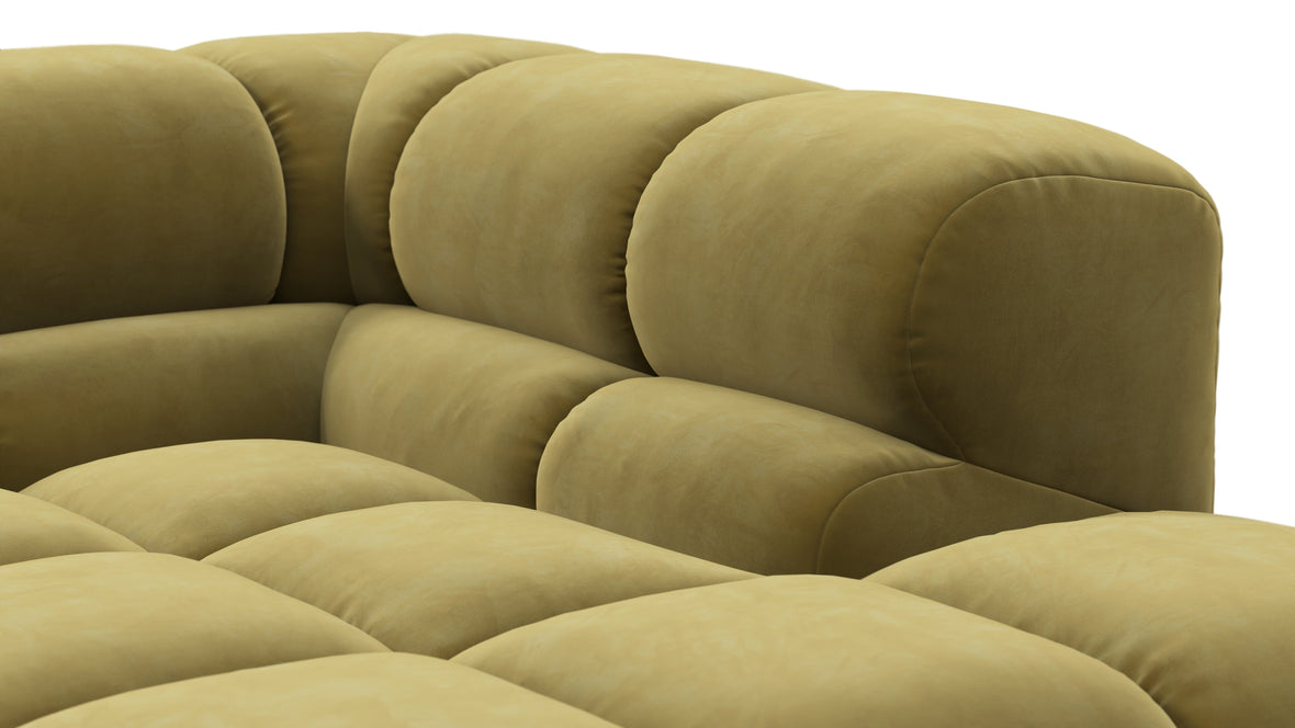 Tufted - Tufted Sectional, Small L, Right, Olive Gold Velvet