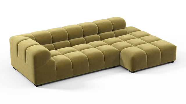 Tufted - Tufted Sectional, Small L, Right, Olive Gold Velvet