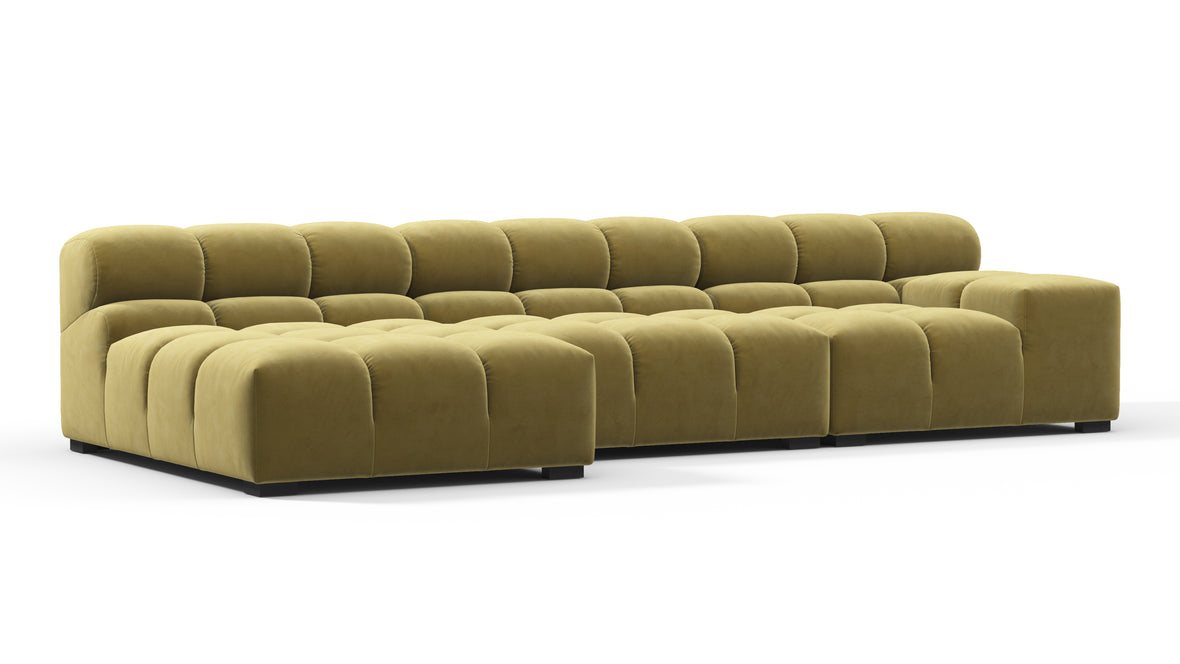 Tufted - Tufted Sectional, Small, Left Chaise, Olive Gold Velvet