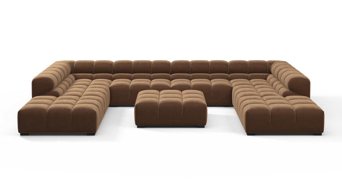 Tufted - Tufted Sectional, U Shape, Mocha Velvet