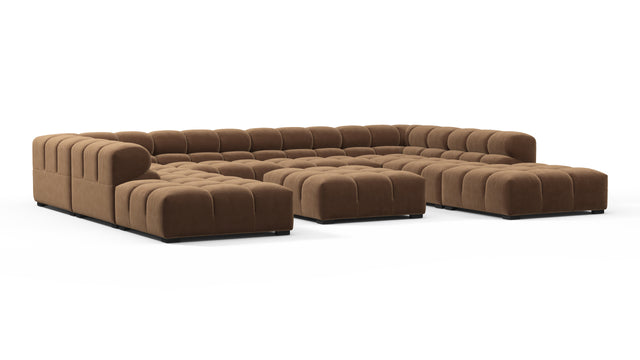 Tufted - Tufted Sectional, U Shape, Mocha Velvet