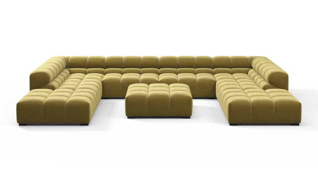 Tufty - Tufty Sectional, U Shape, Olive Gold Velvet