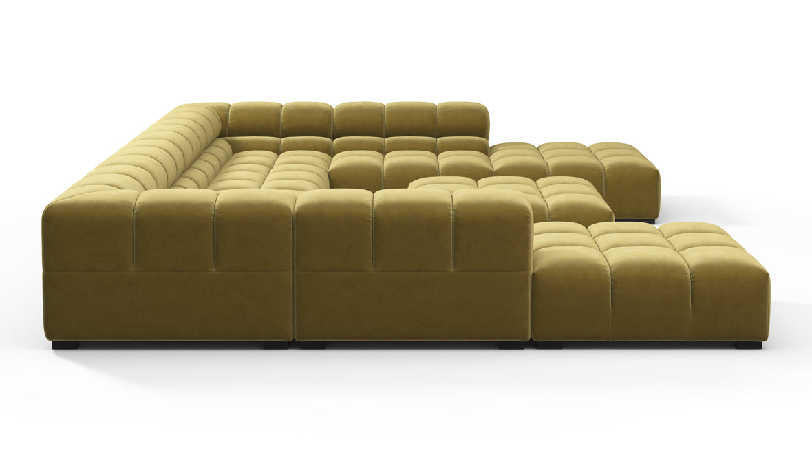 Tufted - Tufted Sectional, U Shape, Olive Gold Velvet