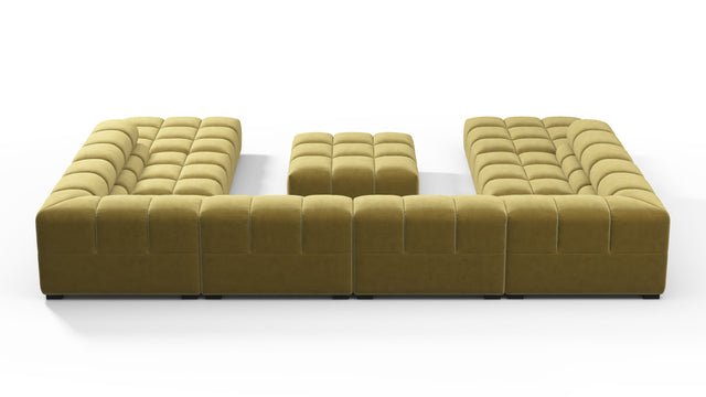 Tufty - Tufty Sectional, U Shape, Olive Gold Velvet