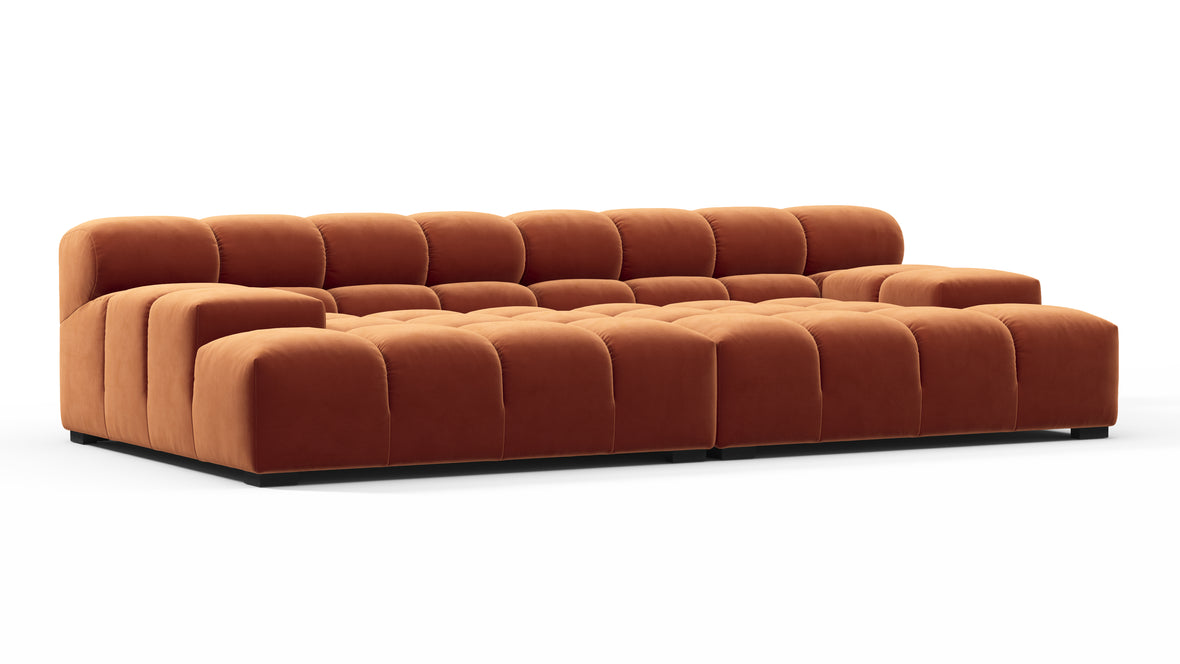 Tufted - Tufted Sectional, Extra Deep Sofa, Spice Velvet