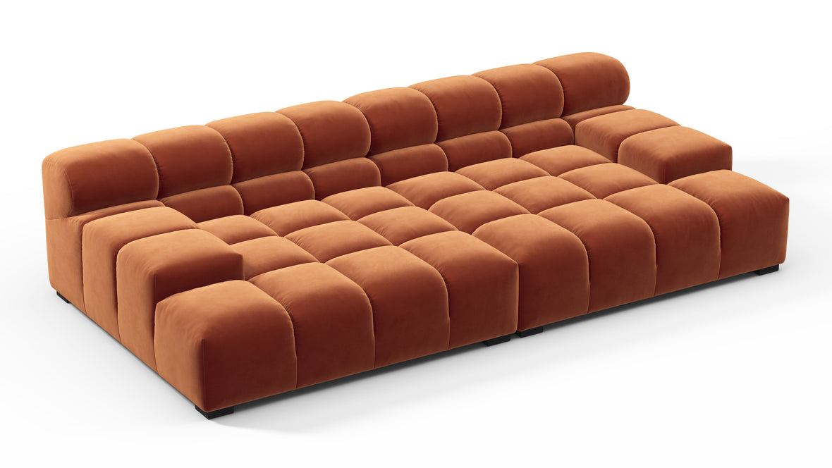 Tufted - Tufted Sectional, Extra Deep Sofa, Spice Velvet