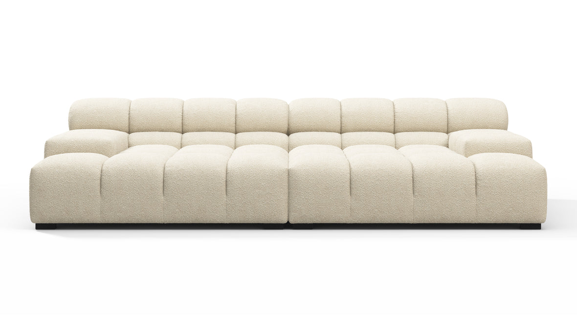 Tufted - Tufted Sectional, Extra Deep Sofa, Eggshell Boucle