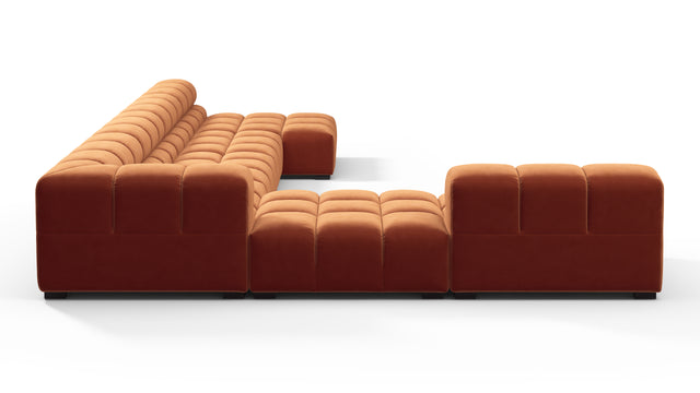 Tufted - Tufted Sectional, Extra Large Left Corner, Spice Velvet