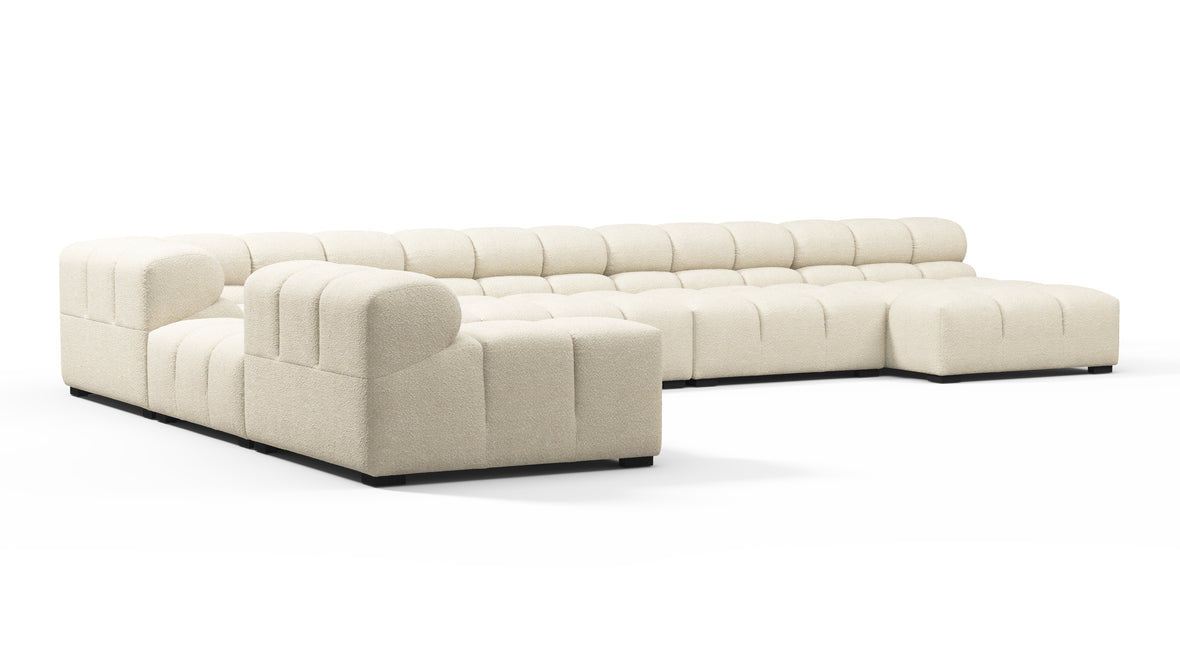 Tufted - Tufted Sectional, Extra Large Left Corner, Eggshell Boucle