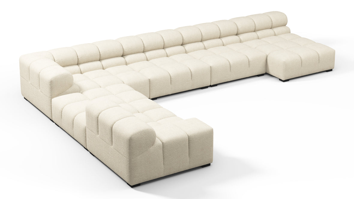 Tufted - Tufted Sectional, Extra Large Left Corner, Eggshell Boucle