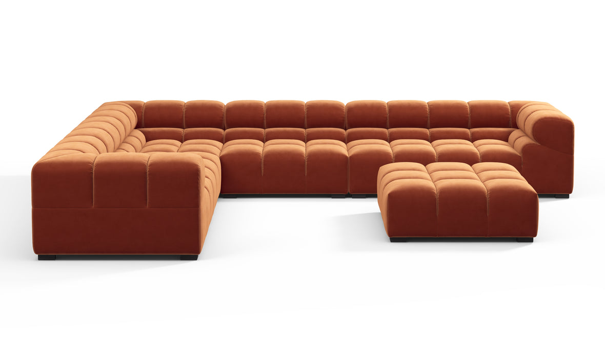 Tufted - Tufted Sectional, Large Left Corner, Spice Velvet