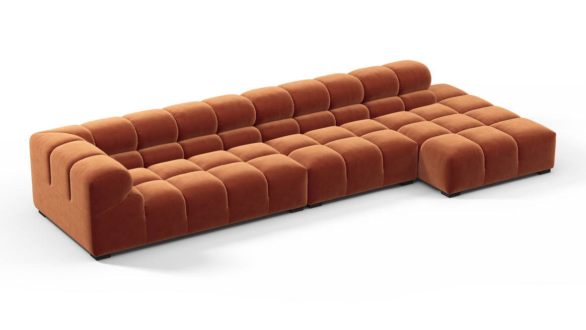 Tufted - Tufted Sectional, Large, Right Chaise, Spice Velvet