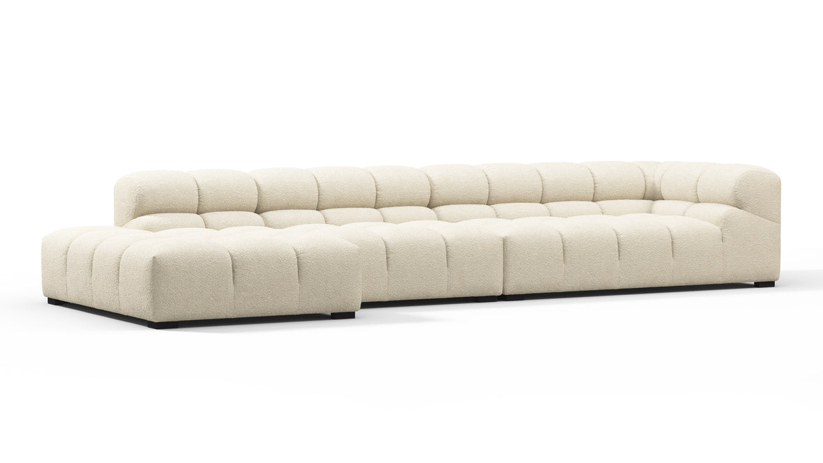 Tufted - Tufted Sectional, Large, Left Chaise, Eggshell Boucle